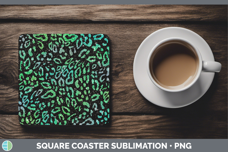 Animal Green Leopard Print Square Coaster Sublimation Coaste