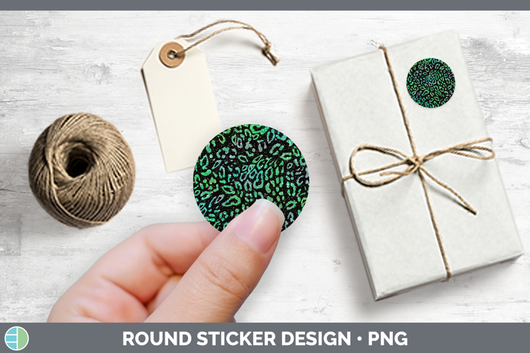 Animal Green Leopard Print Stickers | Round Labels Designs