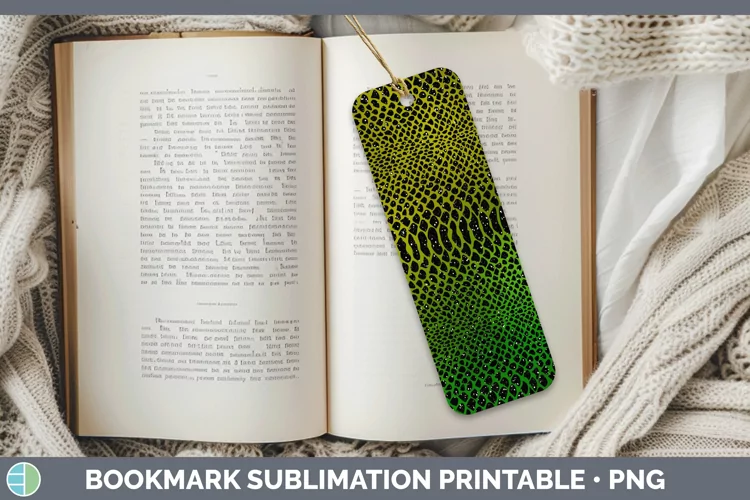 Animal Green Snake Print Bookmark Sublimation Printable Desi