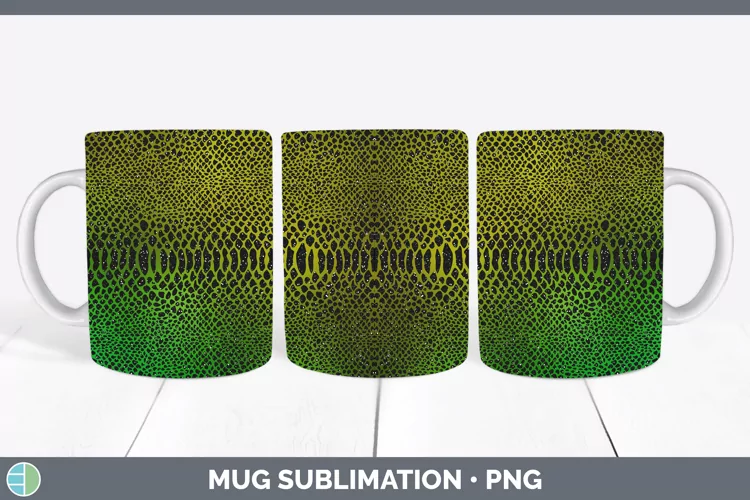 Animal Green Snake Print Mug Wrap Sublimation Coffee Cup Des