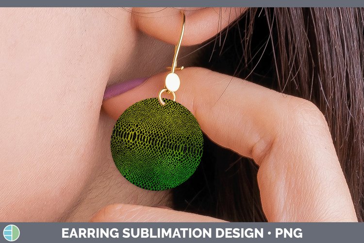 Animal Green Snake Print Round Earrings Sublimation Earrings