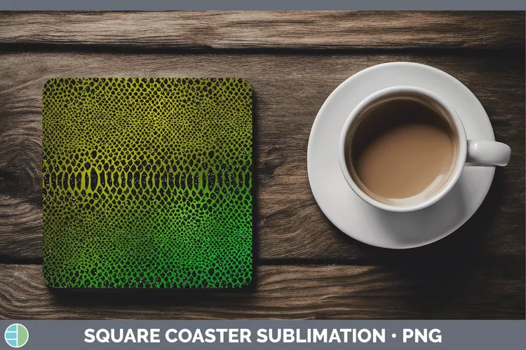 Animal Green Snake Print Square Coaster Sublimation Coaster