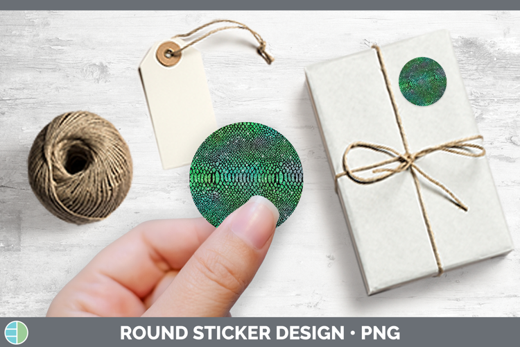 Animal Green Snake Print Stickers | Round Labels Designs
