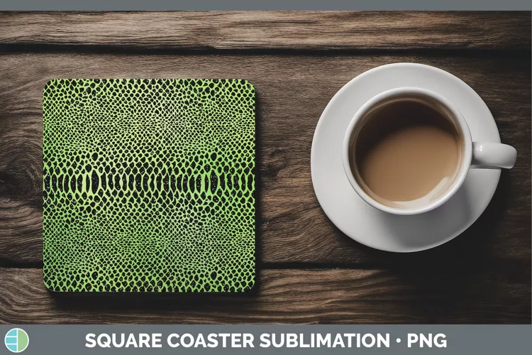 Animal Green Snake Square Coaster Sublimation Coaster Design