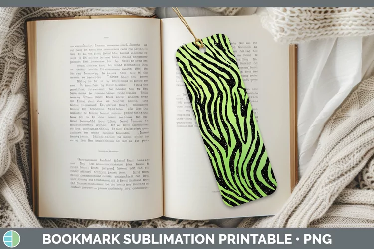 Animal Green Zebra Bookmark Sublimation Printable Designs