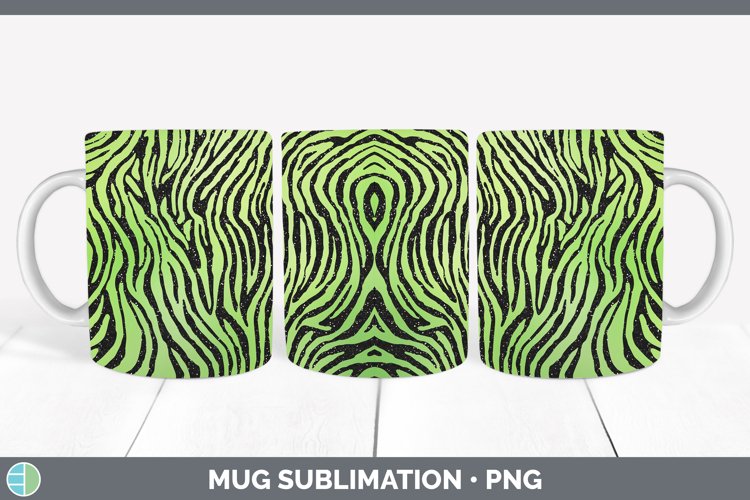 Animal Green Zebra Mug Wrap Sublimation Coffee Cup Designs