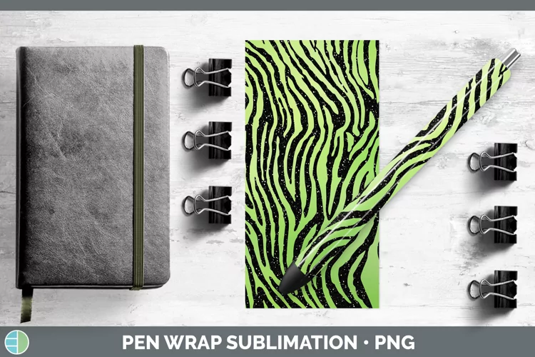 Animal Green Zebra Pen Wrap Sublimation Pen Designs