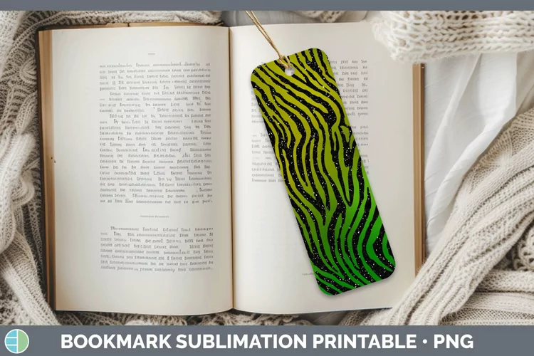 Animal Green Zebra Print Bookmark Sublimation Printable Desi