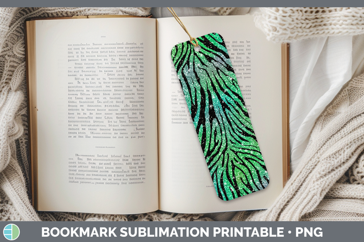 Animal Green Zebra Print Bookmark Sublimation Printable Desi