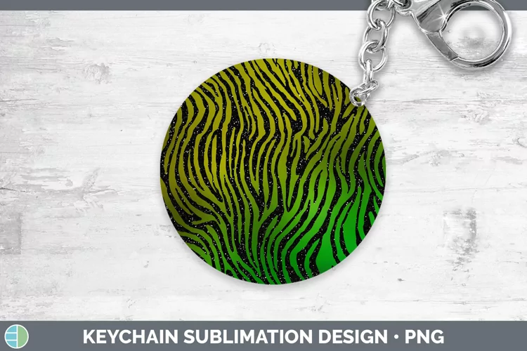 Animal Green Zebra Print Keychain Sublimation Keyring Design