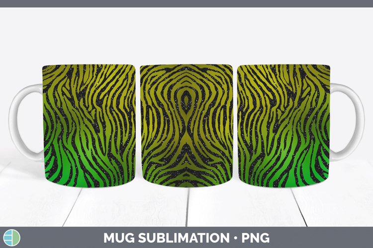 Animal Green Zebra Print Mug Wrap Sublimation Coffee Cup Des