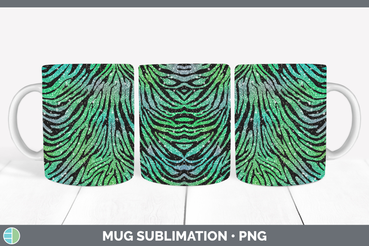 Animal Green Zebra Print Mug Wrap Sublimation Coffee Cup Des