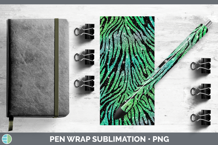 Animal Green Zebra Print Pen Wrap Sublimation Pen Designs