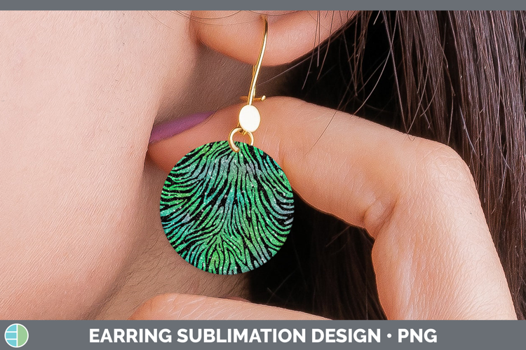 Animal Green Zebra Print Round Earrings Sublimation Earrings