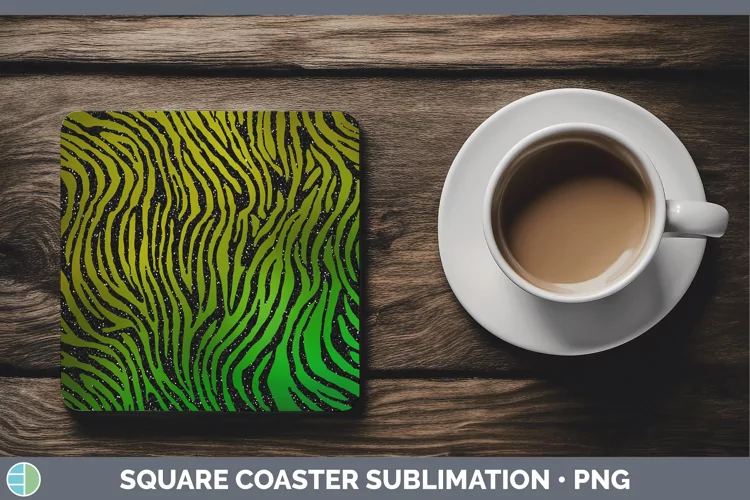 Animal Green Zebra Print Square Coaster Sublimation Coaster