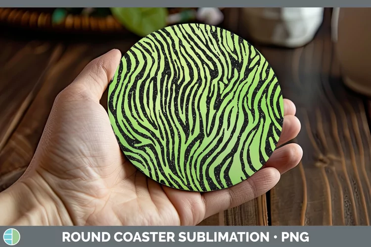 Animal Green Zebra Round Coaster Sublimation Coaster Designs