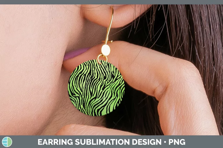 Animal Green Zebra Round Earrings Sublimation Earrings Desig