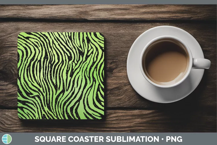 Animal Green Zebra Square Coaster Sublimation Coaster Design