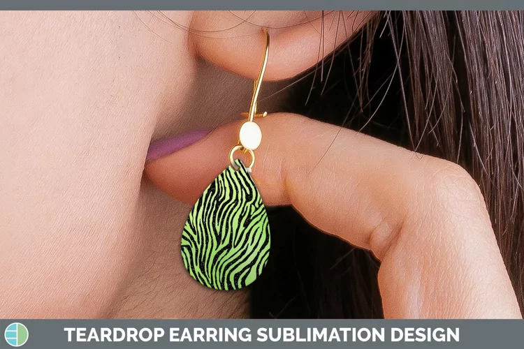 Animal Green Zebra Teardrop Earrings Sublimation Earrings De