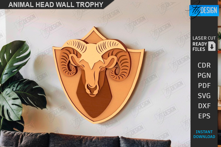 Animal Head Trophy Laser Cut |Layered Wall Decor| 3D Laser
