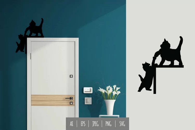 Cat Helping Each Others Door Corner Ornament