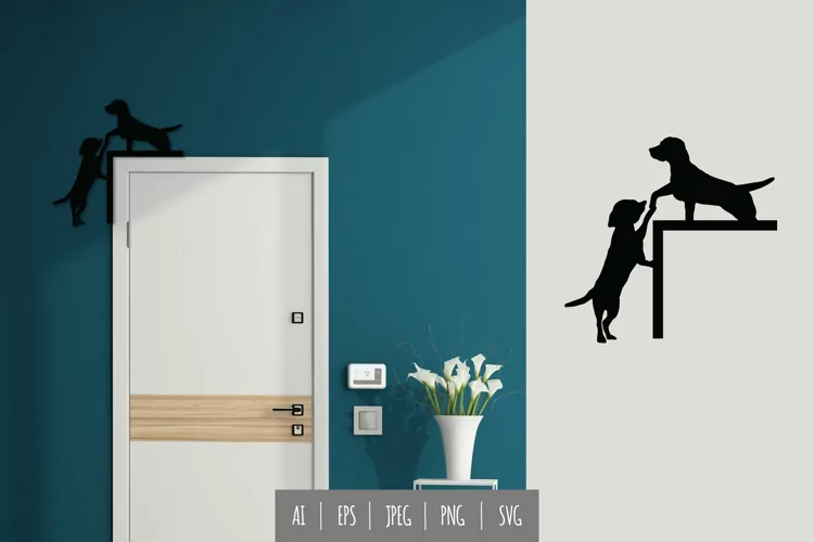 Dog Helping Each Others Door Corner Ornament