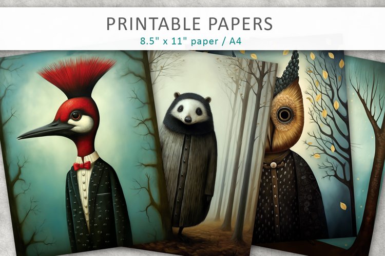 Animal Printable Illustration, Junk Journal example image 1