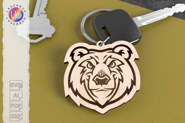 Bear Head Keychain SVG Laser Engraving File