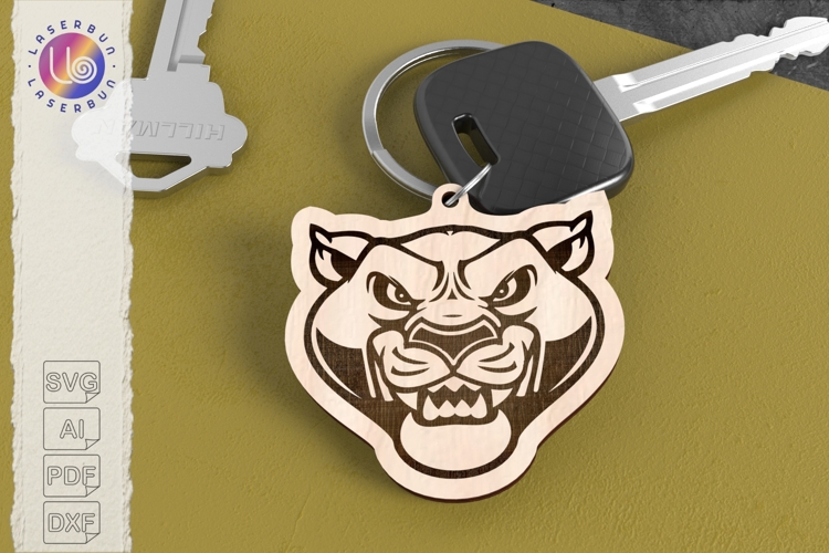 Panther Head Keychain File Aggressive Animal Laser Design
