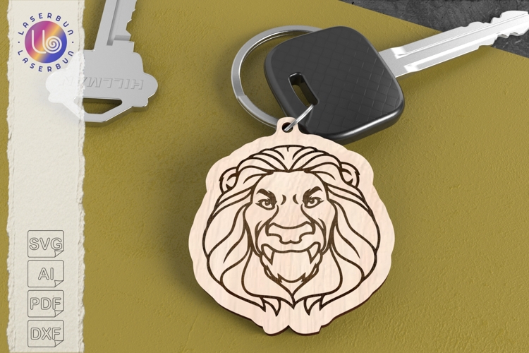 Lion Face Keychain SVG Bold Mane Laser Engraving File