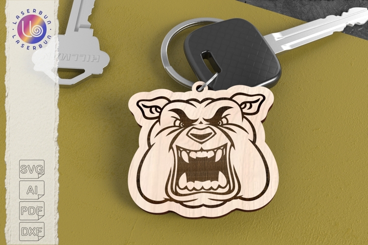 Bulldog Head Engraving File Strong Dog Keychain Design