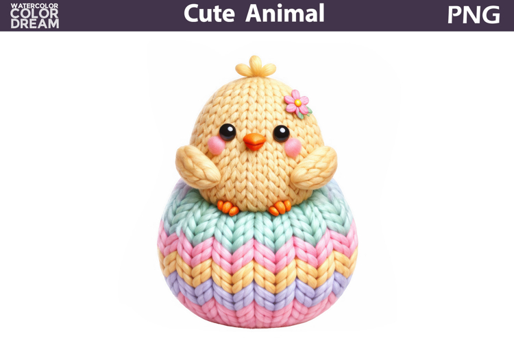 Pastel Knitted Chick Clipart | Easter Sublimation Design