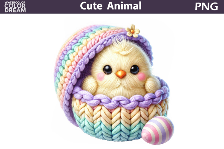 Pastel Knitted Chick Clipart | Easter Egg Sublimation