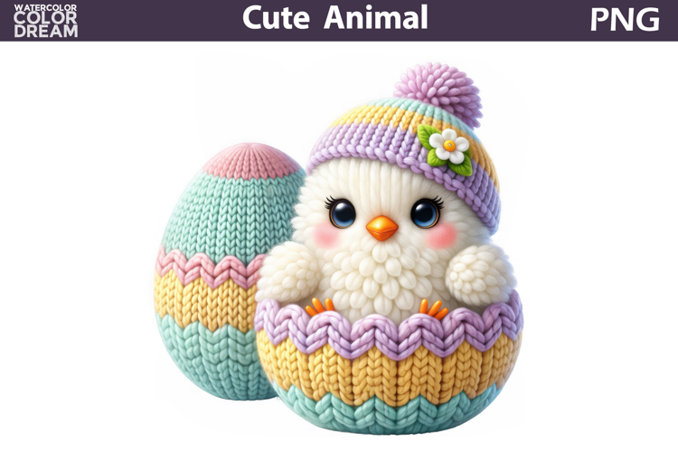 Pastel Knitted Chick Clipart | Easter Egg Sublimation