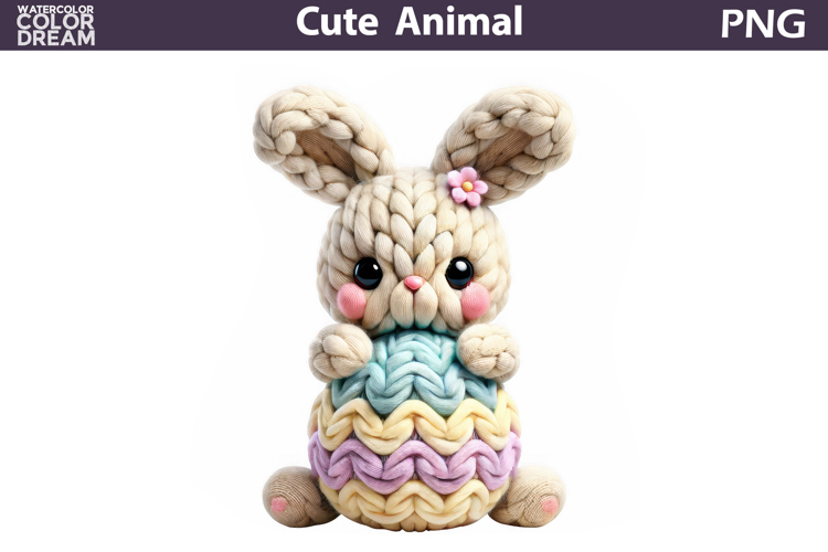 Knitted Easter Bunny Clipart | Pastel Egg Sublimation