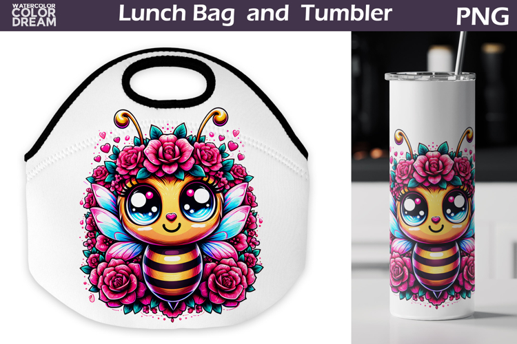 Cute Bee Lunch Bag | Bee Floral Tumbler Wrap