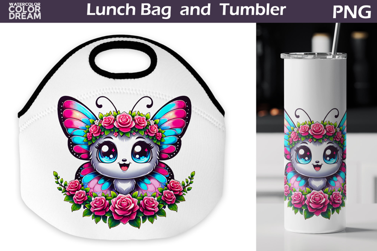 Butterfly Lunch Bag | Butterfly Flowers Tumbler Wrap