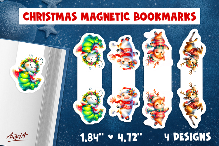 Christmas magnetic bookmark Funny dancing animal Deer, cow