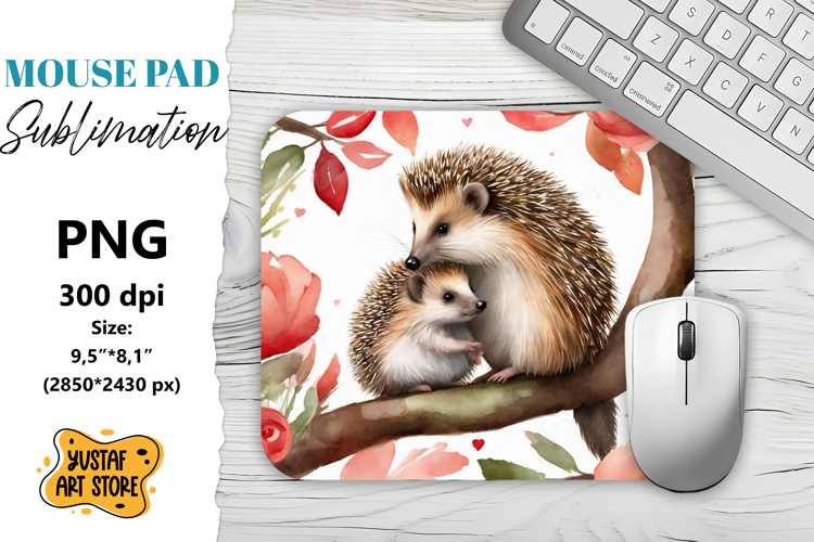 Animal Mouse Pad sublimation. Cute Hedgehog