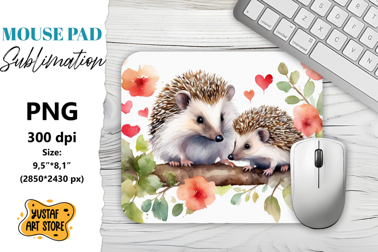 Animal Mouse Pad sublimation. Cute Hedgehog