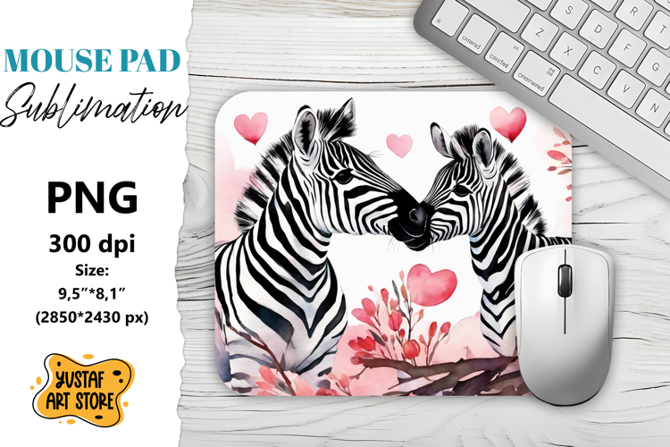 Animal Mouse Pad sublimation. Cute Zebra
