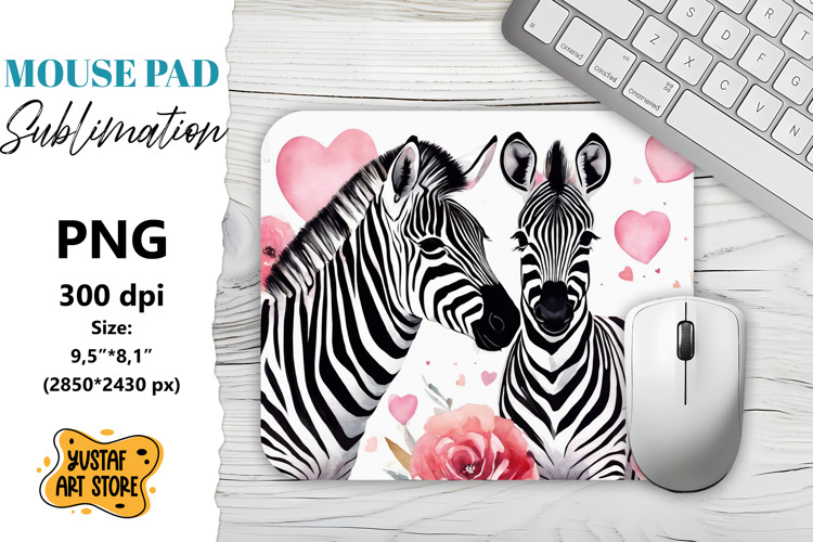 Animal Mouse Pad sublimation. Cute Zebra