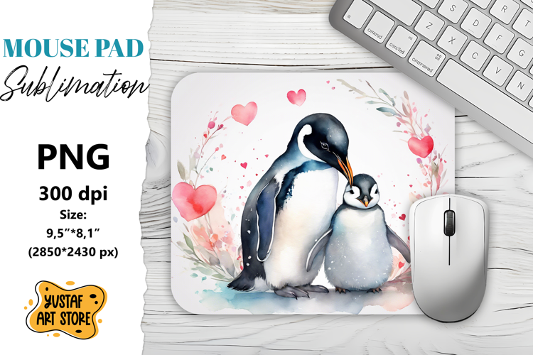 Animal Mouse Pad sublimation. Cute Penguin