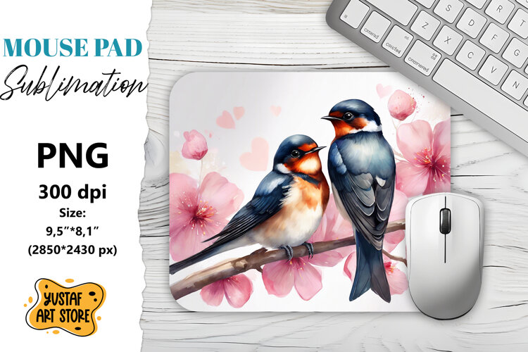 Animal Mouse Pad sublimation. Birds couple example image 1