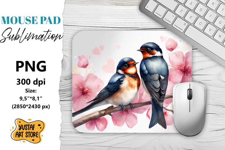 Animal Mouse Pad sublimation. Birds couple