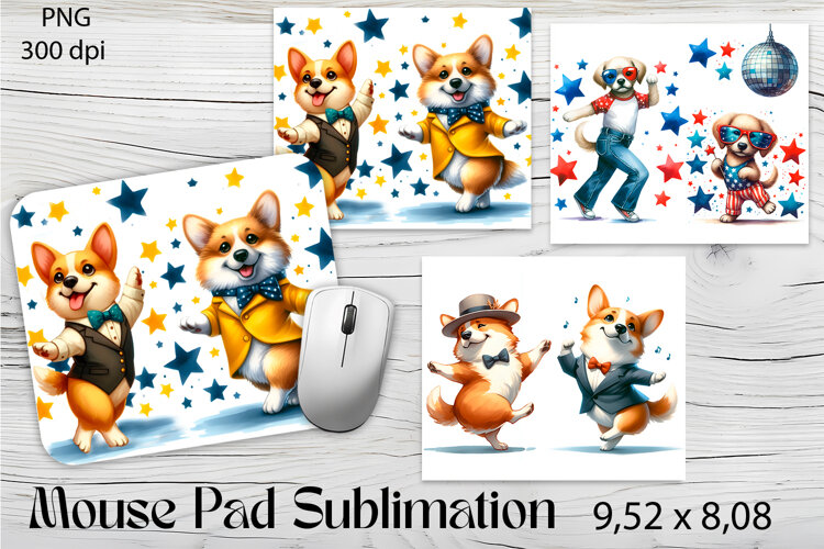 Dog MousePad Sublimation Design, watercolor Sublimation example image 1