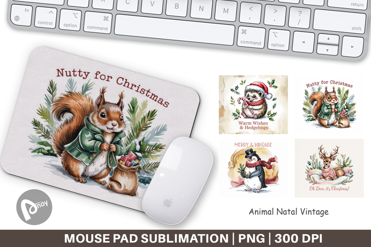 Mouse Pad Vintage Christmas Animal