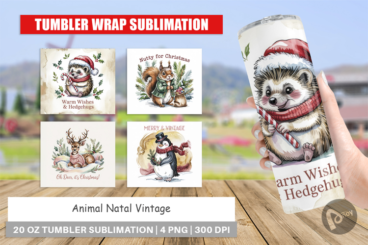 Tumbler Vintage Christmas Animal