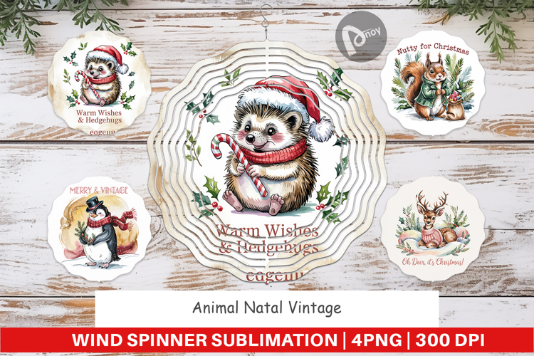 Wind Spinner Vintage Christmas Animal