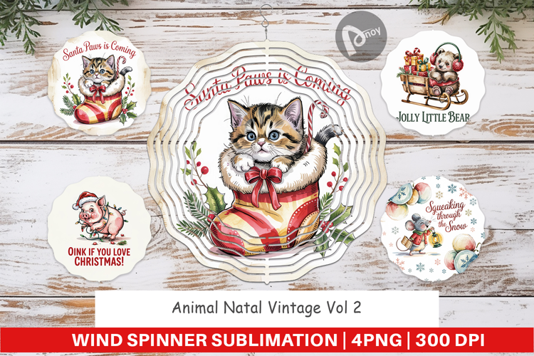 Wind Spinner Vintage Christmas Animal